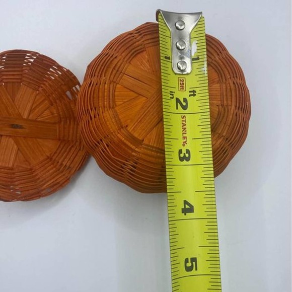 Vintage Halloween Pumpkin Wicker Basket Trinket Dish Jewelry Box - Picture 4 of 5